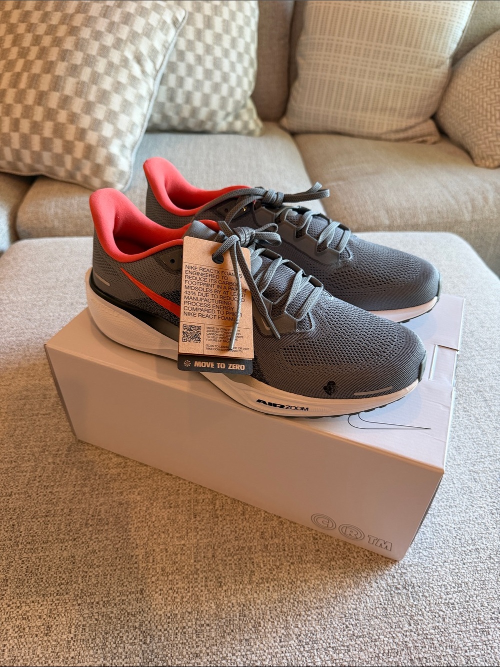 Nike Air Max Air Zoom Men’s Gray Athletic Running Shoes Custom NIB